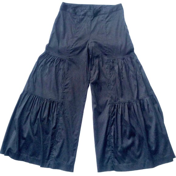 SPANNER Black Tiered Wide Leg Pants - Size 10 - Picture 2 of 8